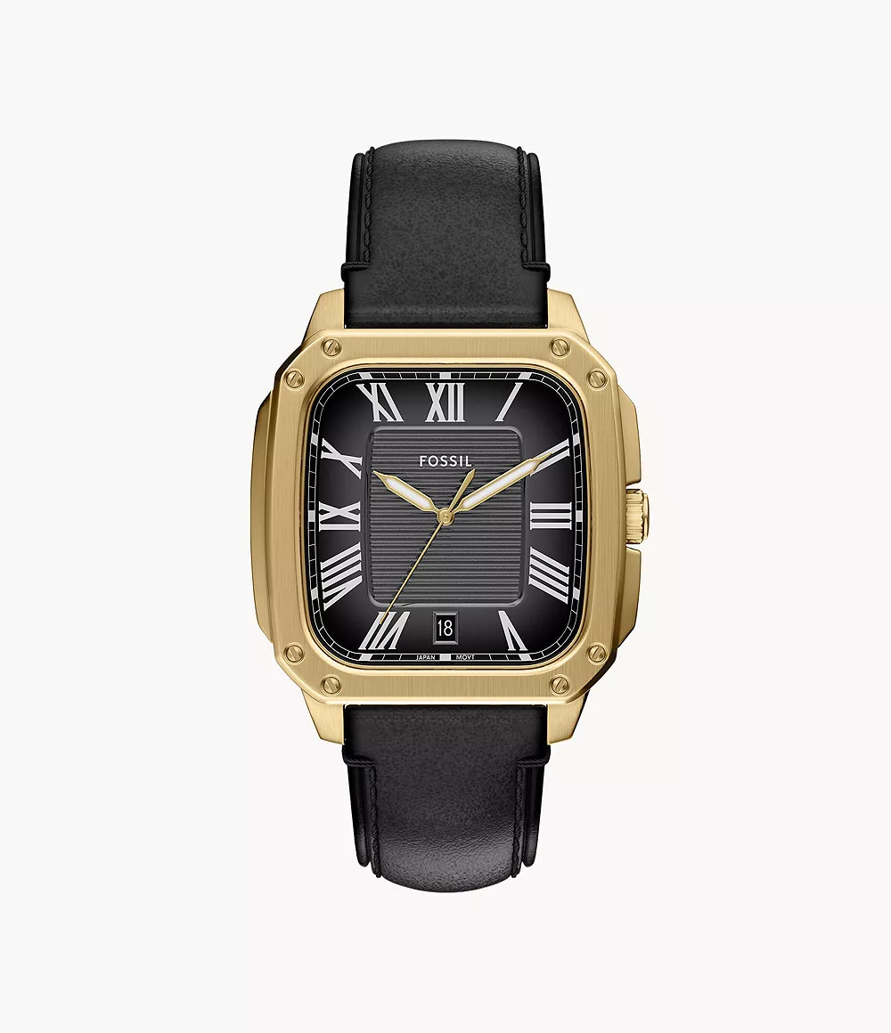 Crosby Three-Hand Black Leather Watch | Fossil (US)