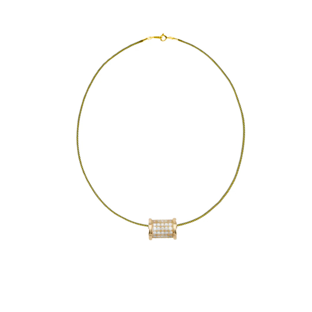 Large Bamboo Diamond Barrel Necklace | Henri Noel Fine Jewelry