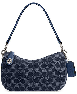 COACH Swinger Small Denim Signature Jacquard Shoulder Bag - Macy's | Macy's