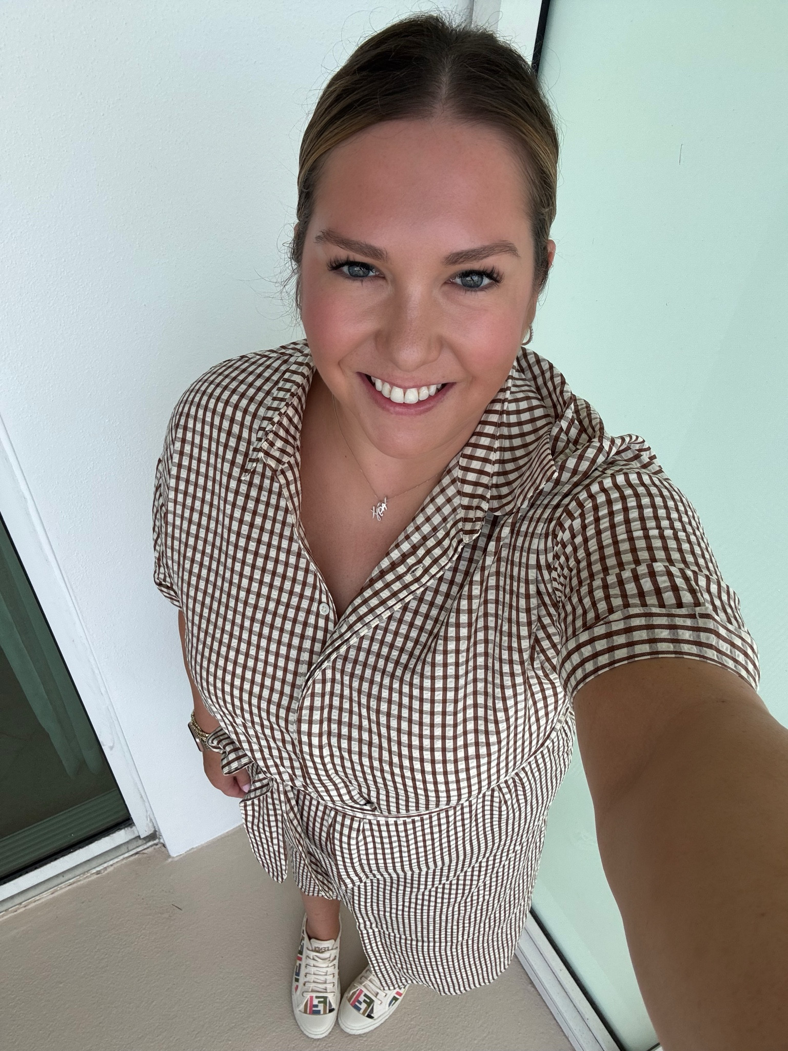 Second day of Enterprise Officer meetings and another business casual look. This dress is so fun but very conservative too. Perfect for the dress code. I added my fun bright sneakers for a little color  

#LTKMidsize #LTKShoeCrush #LTKWorkwear