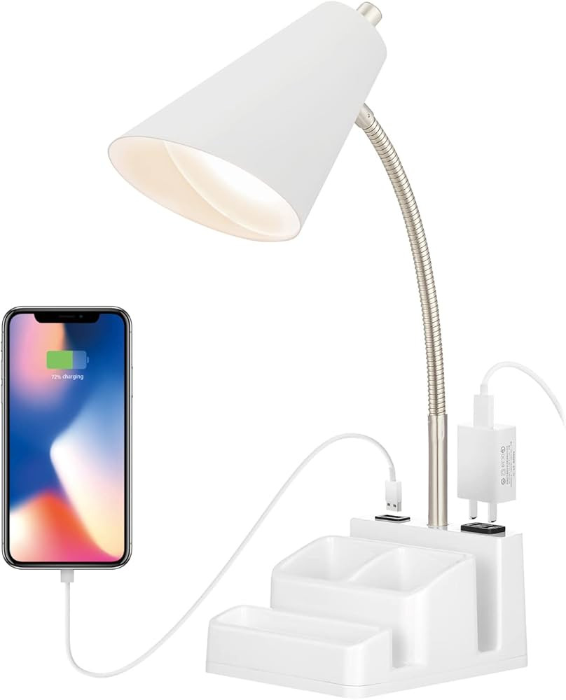 THOVAS LED Desk Lamp with 1 USB Charging Port and 1 AC Outlet, Organizer Base, Adjustable Neck, O... | Amazon (US)