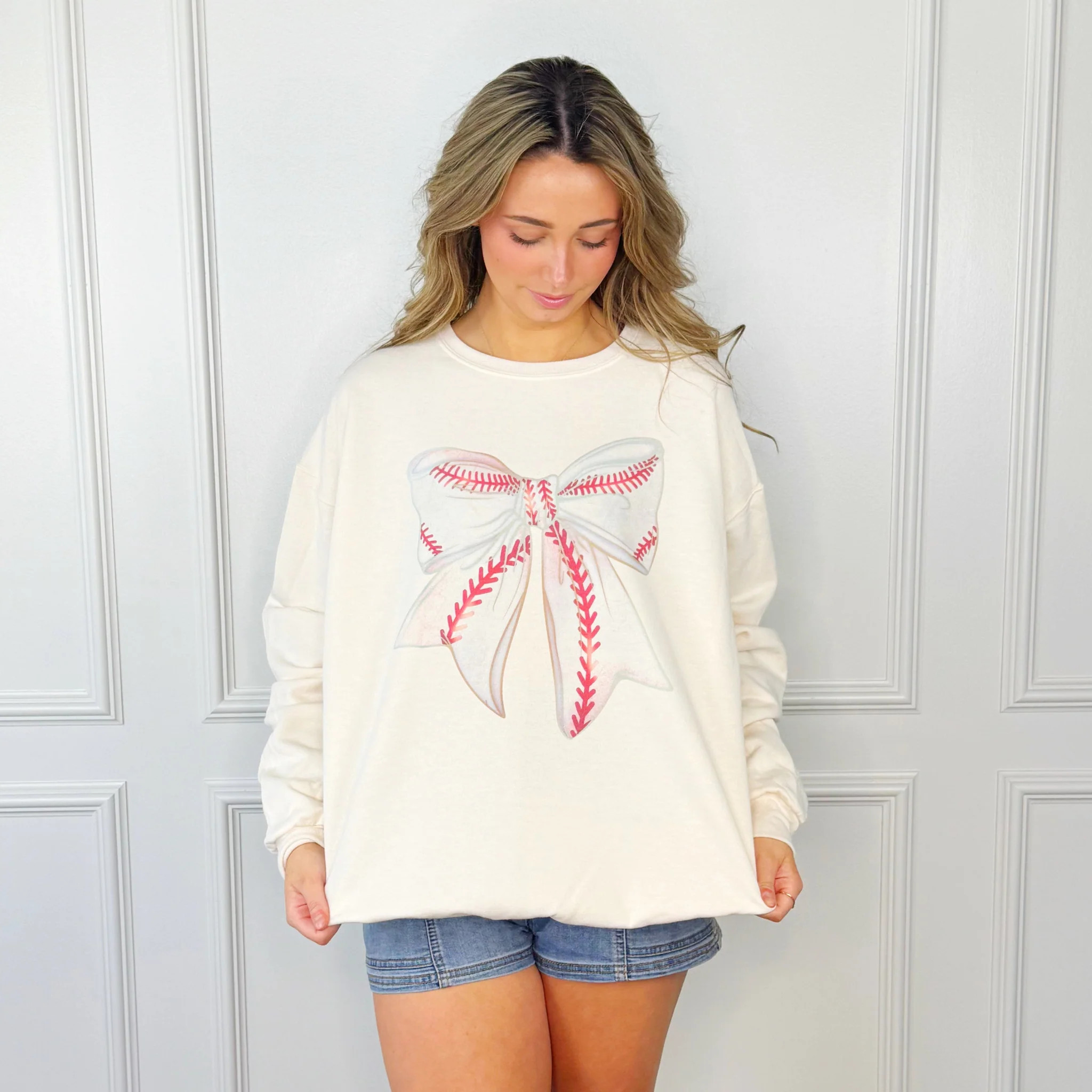 Baseball Bow Youth & Adult Sweatshirt | Poppy & Pine