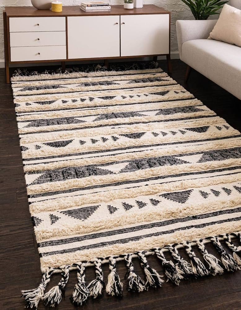 Unique Loom Mesa Collection Area Rug - Siphon (9' x 12' 2" Rectangle, Charcoal/ Cream) | Amazon (US)