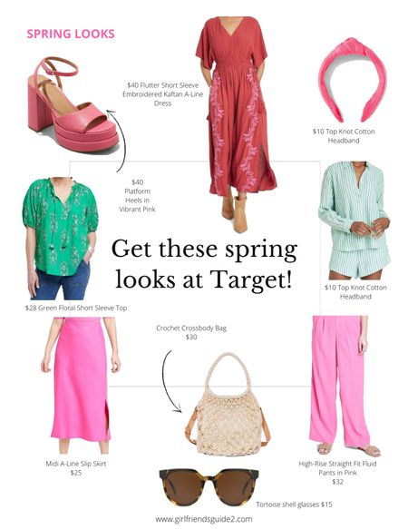 Spring outfits from Target. Easter Inspo. Cute spring outfit ideas from tops, pants, skirts and dresses. Spring crochet purses, cotton headbands and sunglasses. And pink platform shoes! #springoutfits #easter #workoutfit

#LTKitbag #LTKunder50 #LTKshoecrush