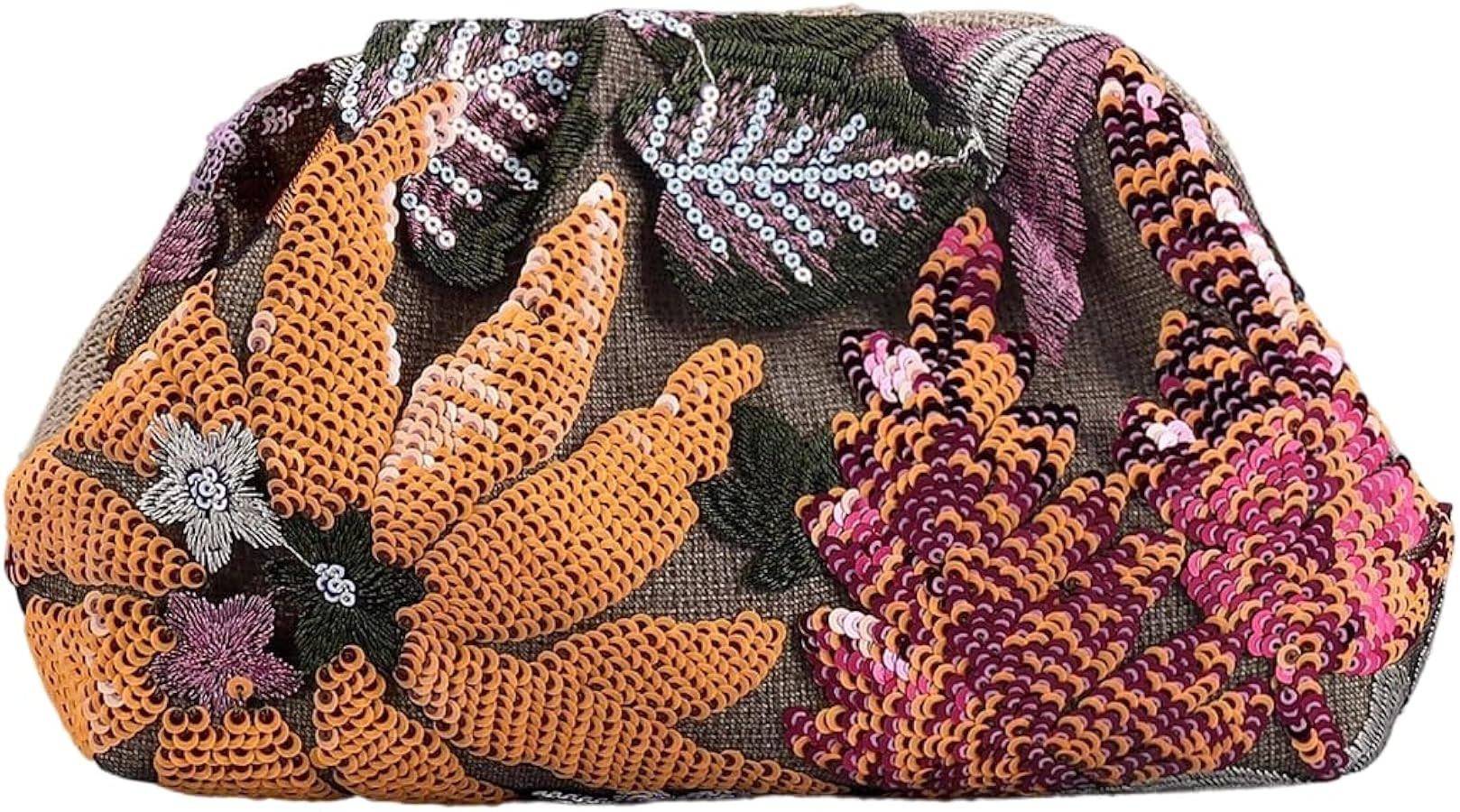 SHENHE Sequin Clutch Bag Floral for Women Floral Embroidered Evening Purse Bag | Amazon (US)