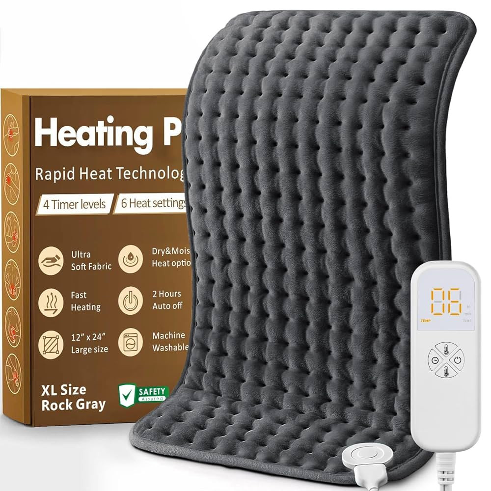 Heating Pad for Back, Neck, Shoulder Pain & Cramps Relief, Electric Heating Pad with 6 Heat Setti... | Amazon (US)