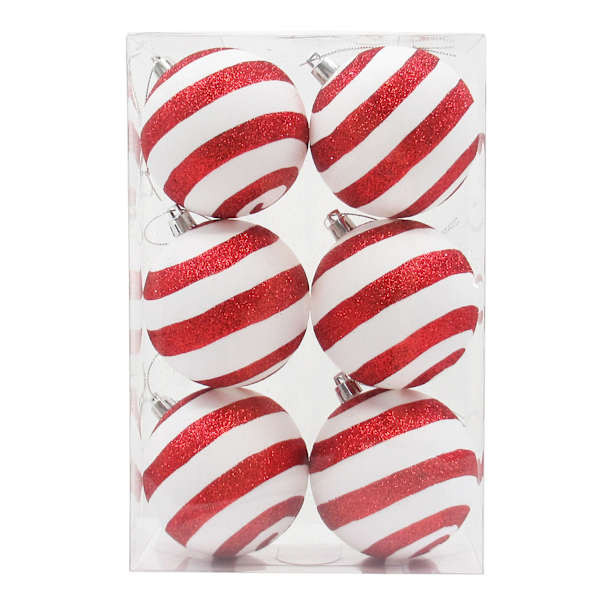 6-Count Striped Ornaments | At Home
