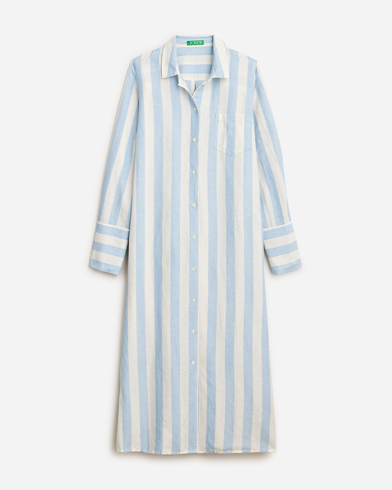 Long beach shirt in striped linen-cotton blend | J. Crew US