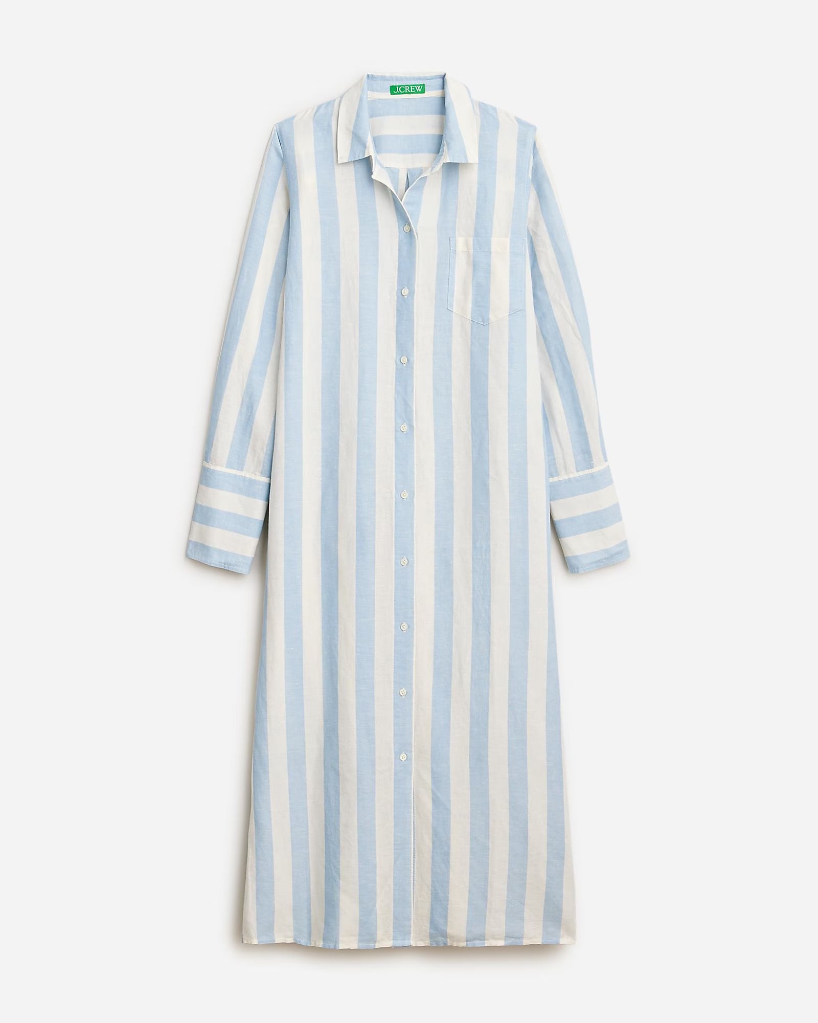 Long beach shirt in striped linen-cotton blend | J.Crew US