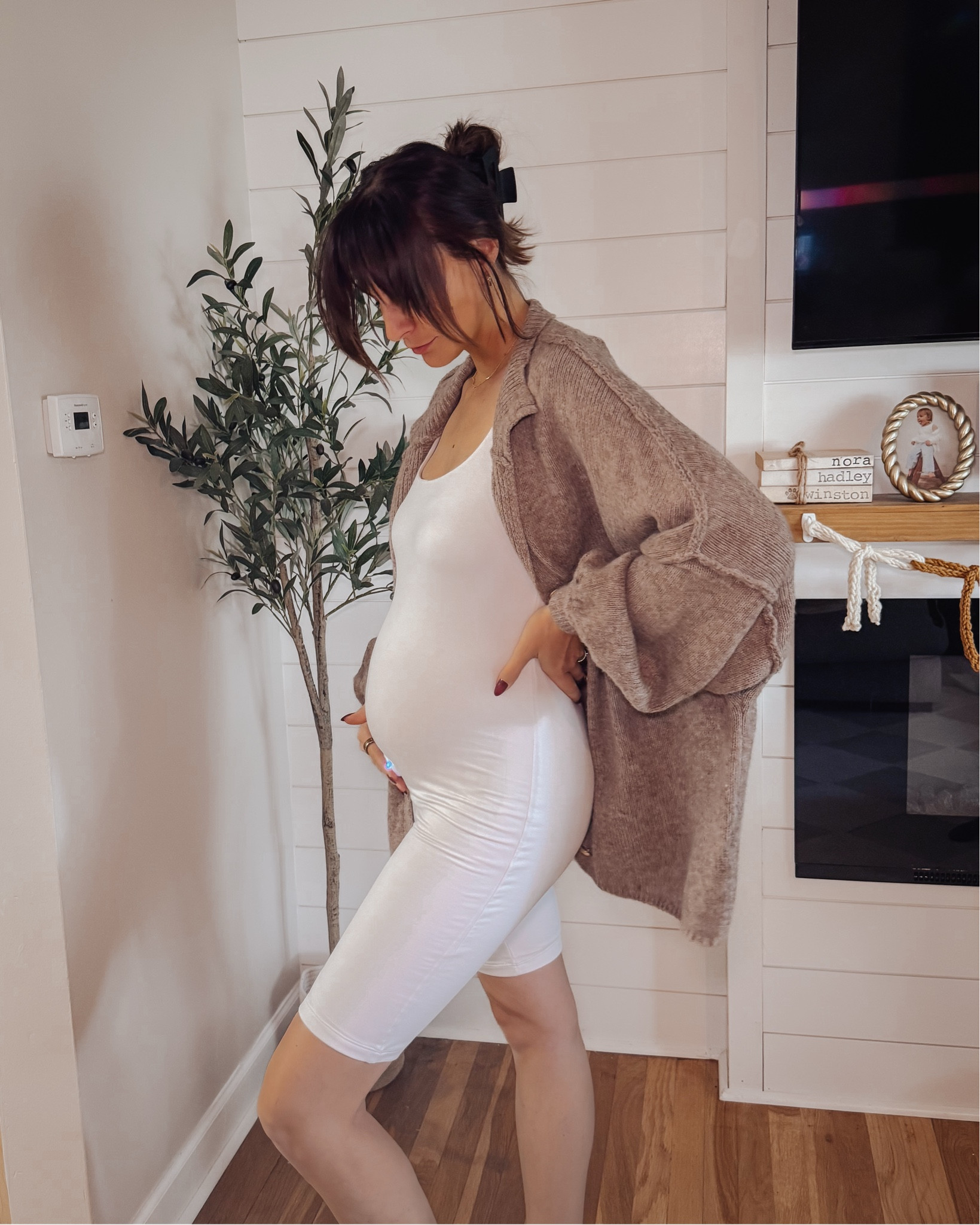 Easy bump friendly outfit. Love this cardigan SO much from Amazon to elevate my looks or just stay cozy. 

The jumpsuit feels like butter and so comfy with my growing belly 🤰🏻✨


#LTKBump #LTKStyleTip #LTKFindsUnder100