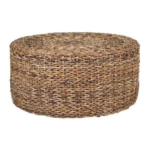 East at Main Hand-Woven Natural Abaca Wood Round Coffee Table - Unfinished Natural | Bed Bath & Beyond