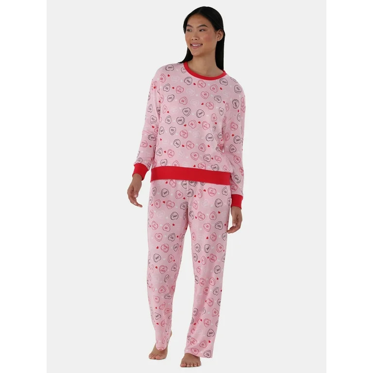 Way to Celebrate Women's Lounge Top and Pants Pajama Set, 2-Piece, Sizes XS-3X | Walmart (US)