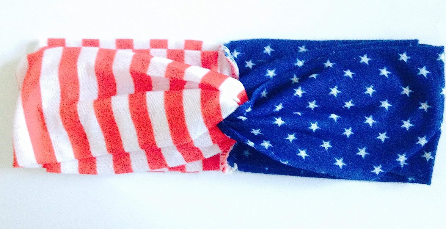 Shimmer Anna Shine Red White and Blue Patriotic American Flag Headband USA (Cotton Stars and Stri... | Amazon (US)