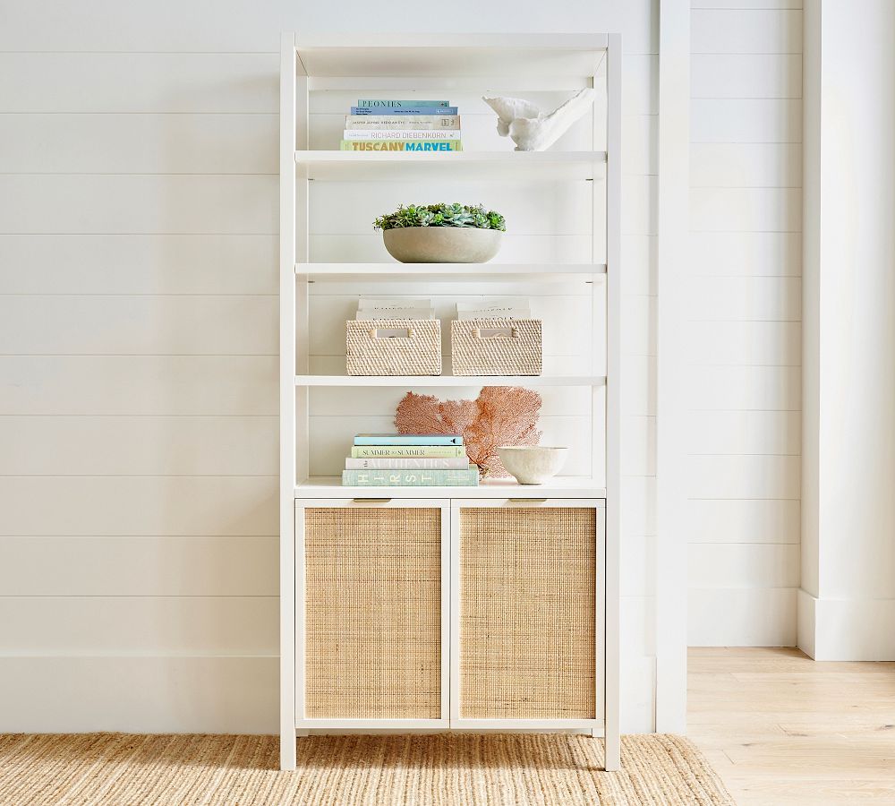 Westly Cane Open Bookcase with Doors | Pottery Barn (US)