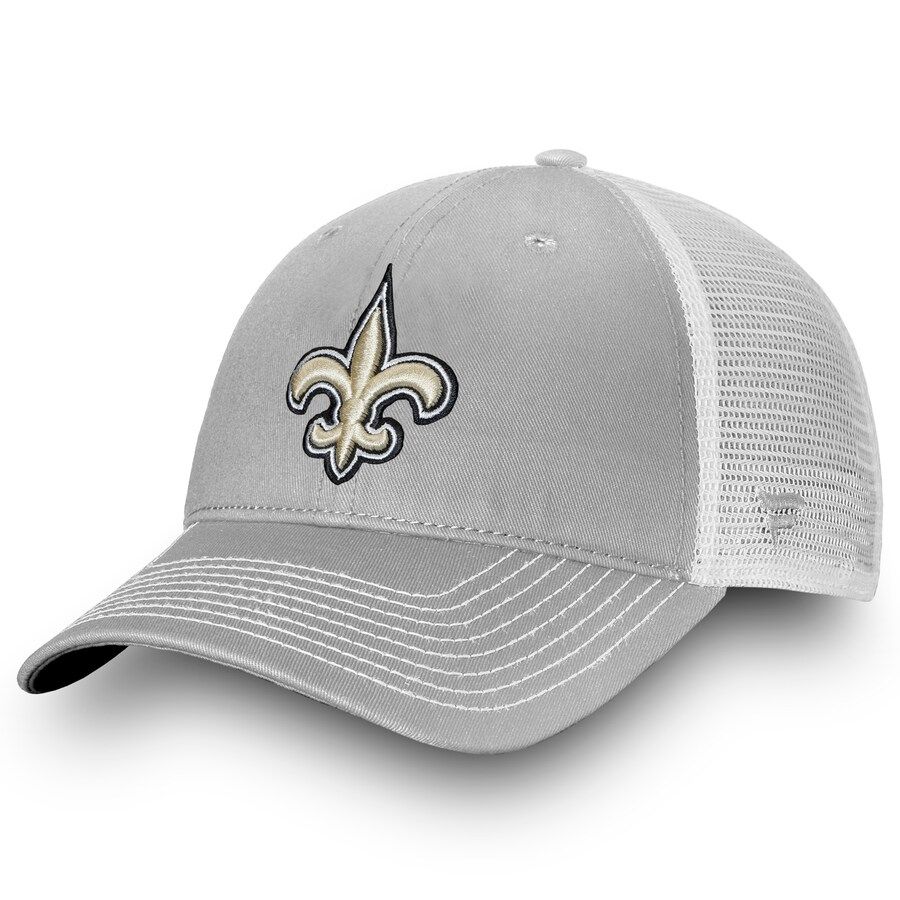 Men's New Orleans Saints Fanatics Branded Gray/White Fundamental Trucker Snapback Hat | NFL Shop