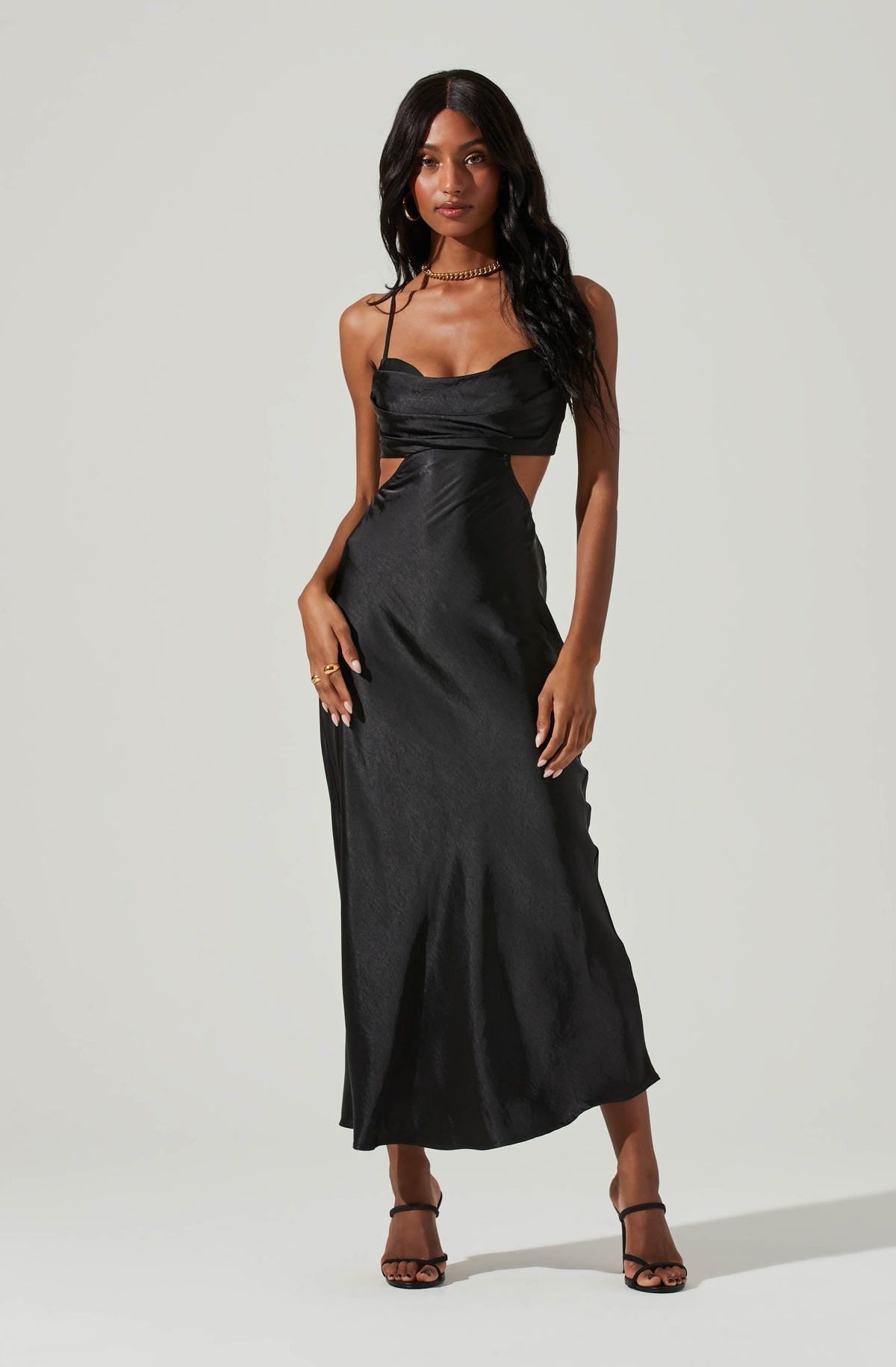 Colette Satin Cutout Midi Dress | ASTR The Label (US)
