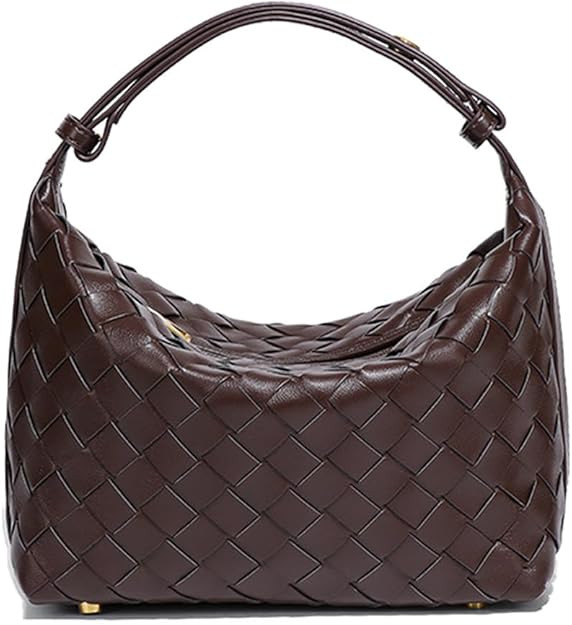 Vegan Leather Woven Hobo Bag – Mini Tote Purse, Braided Underarm Handbag for Women | Amazon (US)