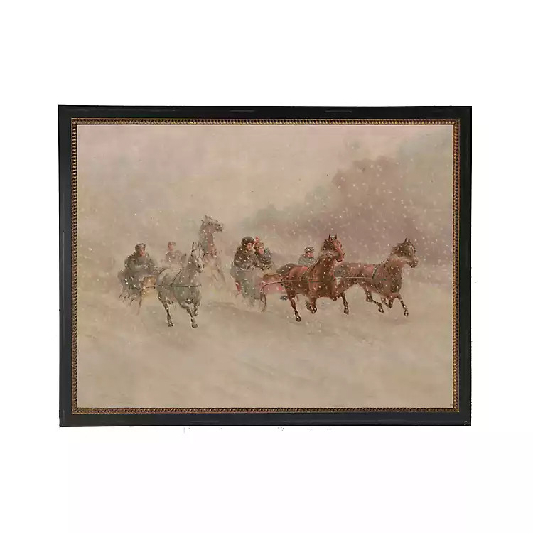 New! Horses Running in Snow Gold Bead Framed Art Print | Kirklands