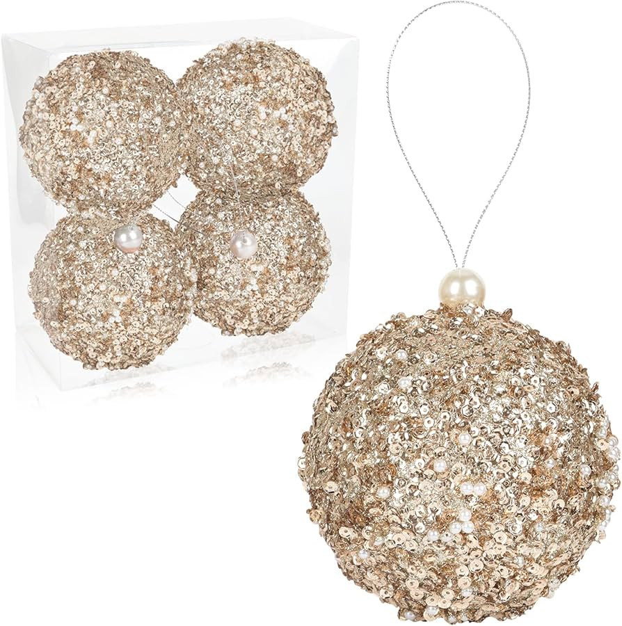 Large Christmas Ball Ornaments 4.25 Inches 4 Pcs, Shatterproof and Reusable for Christmas Tree, W... | Amazon (US)