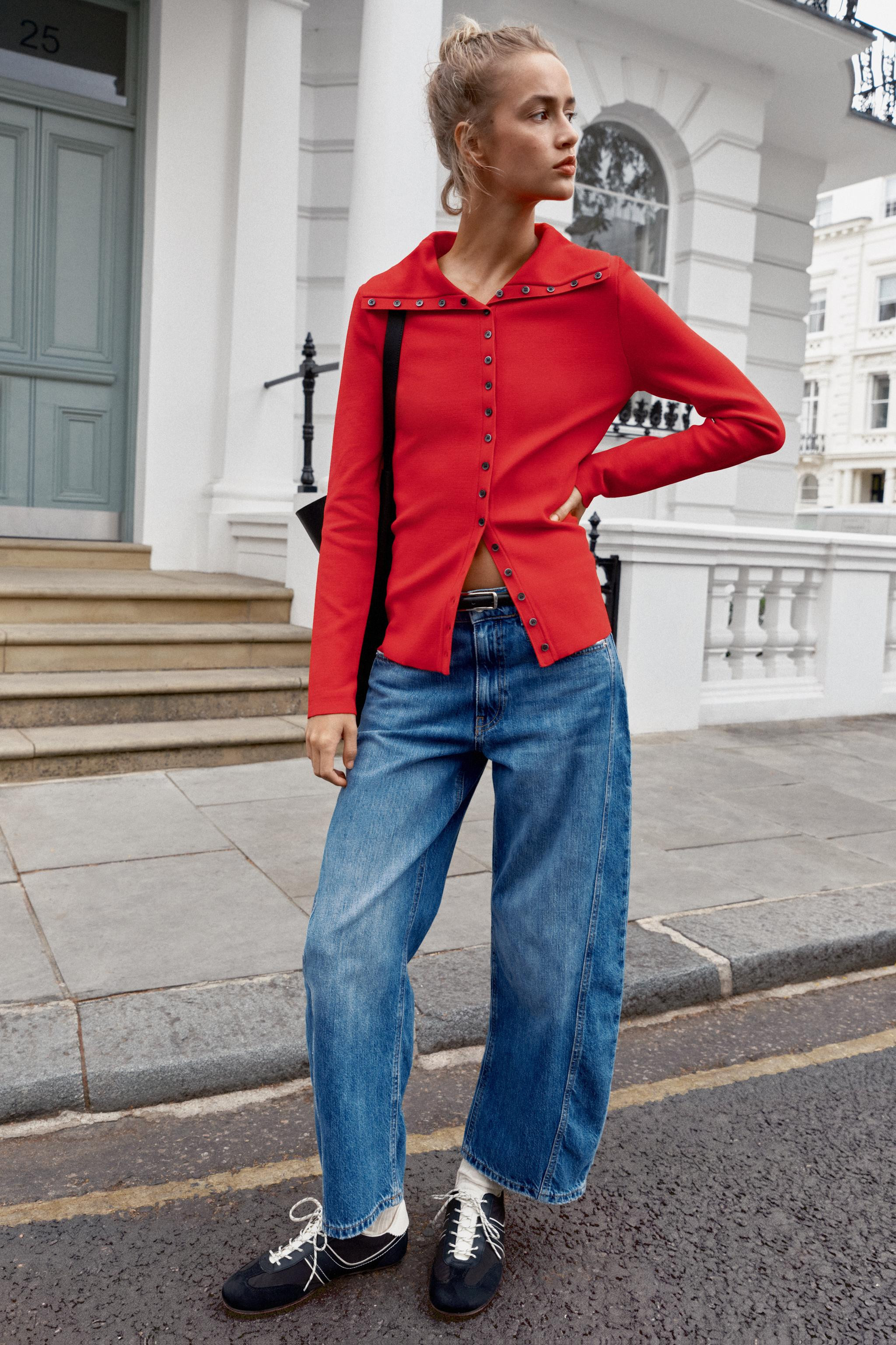 Cardigan with a lapel collar and long sleeves. Front button closure. | Zara US