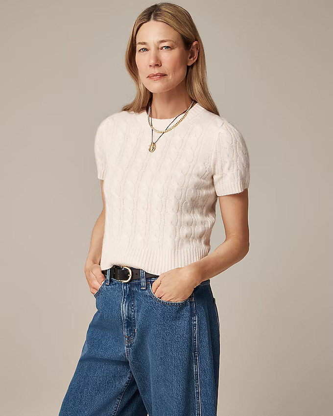 Cashmere cable-knit T-shirt | J. Crew US