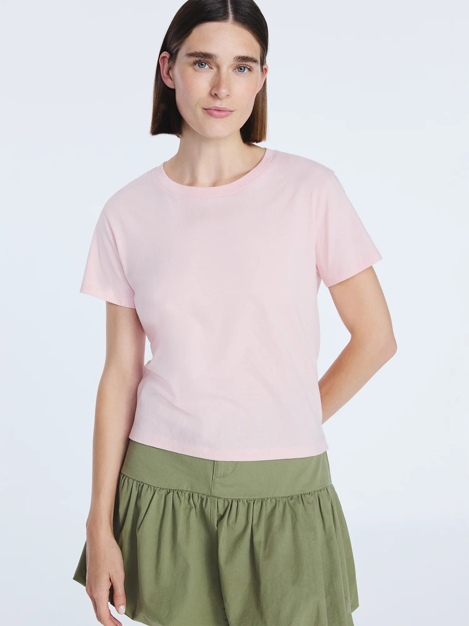Free Assembly Women's and Women's Plus Cotton Cropped Boxy Tee with Short Sleeves, Sizes XS-4X | Walmart (US)