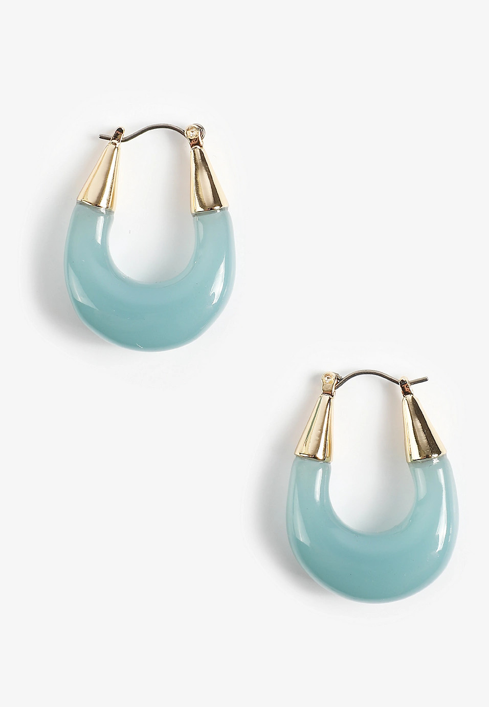 Gold And Turquoise Resin Hoop Earrings | Maurices