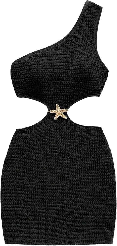 GORGLITTER Women's Crochet Mini Dress Boho Cut Out Sundresses Starfish One Shoulder Cute Summer V... | Amazon (US)