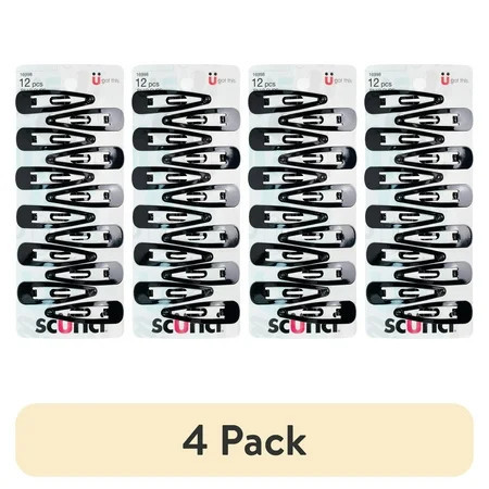 (4 pack) Scunci Open Center Metal Snap Clip Hair Barrettes, Black, 12 Count | Walmart (US)