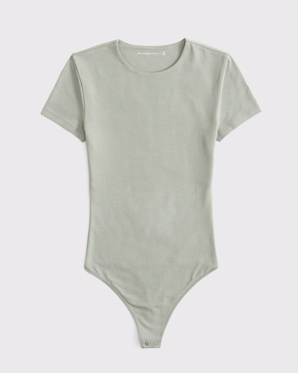 Short-Sleeve Cotton-Blend Seamless Fabric Crew Bodysuit | Abercrombie & Fitch (US)