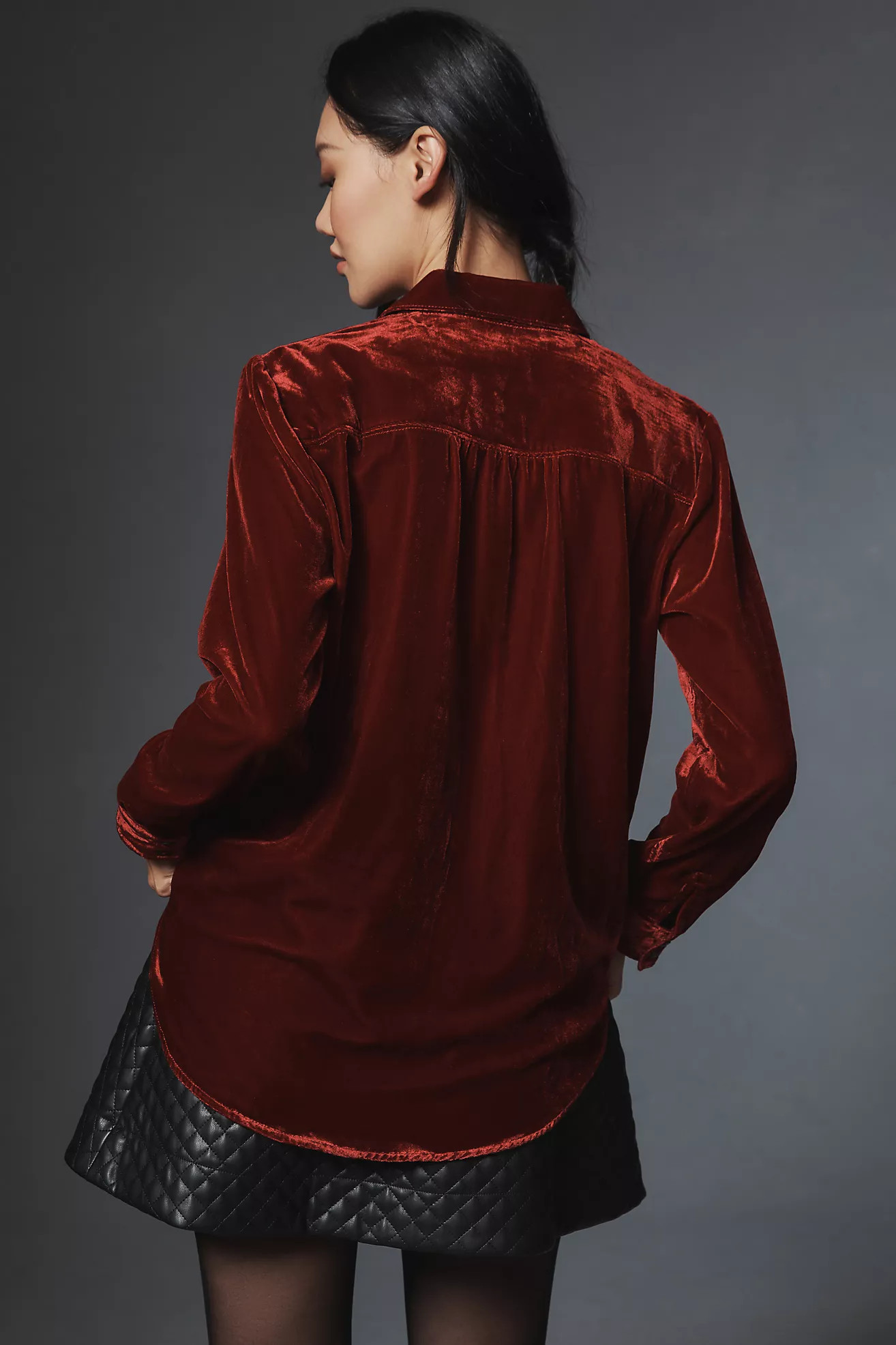 Pilcro Relaxed Velvet Buttondown Shirt | Anthropologie (US)