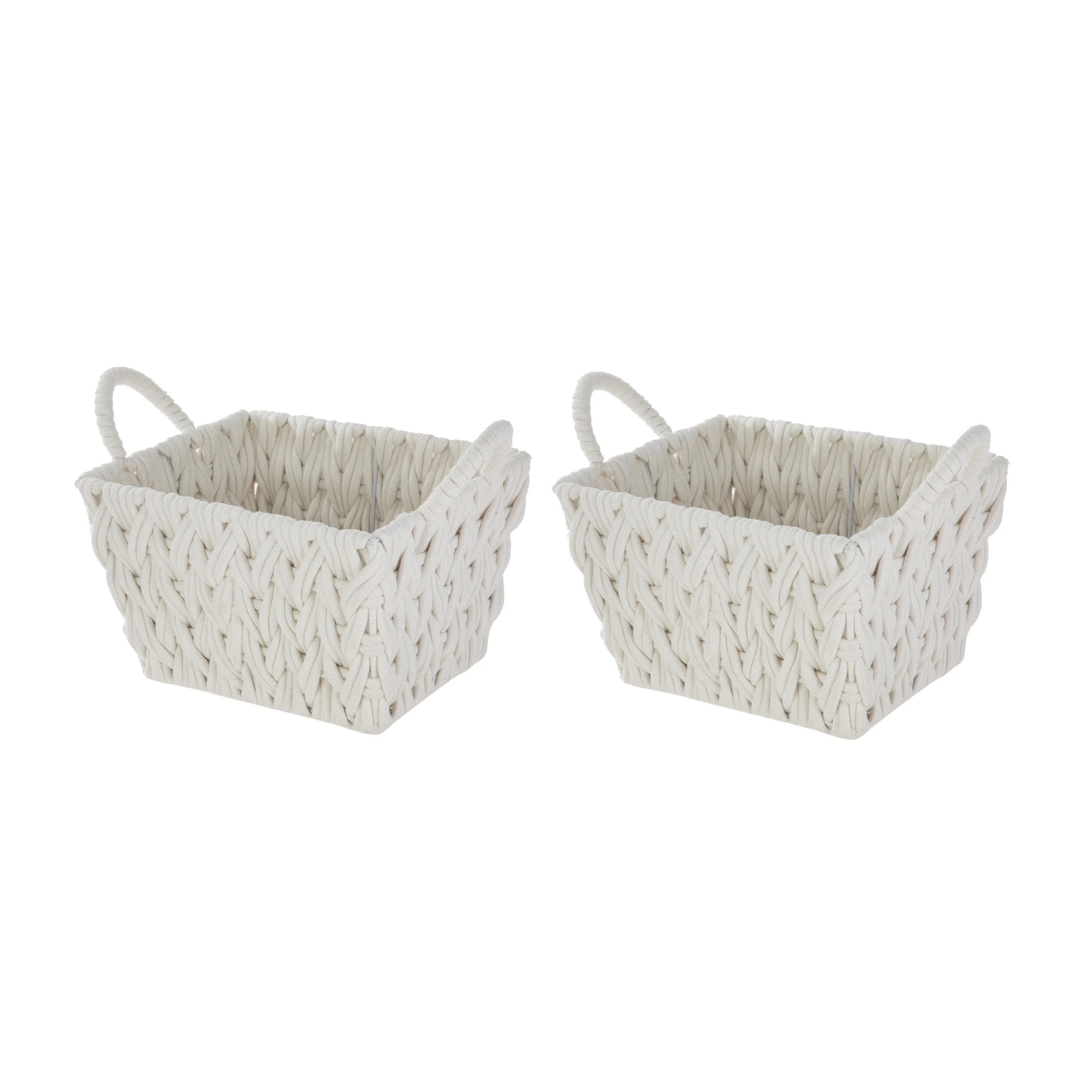 Better Homes & Gardens Medium White Woven Rope Decorative Storage Basket, 2 Pack | Walmart (US)