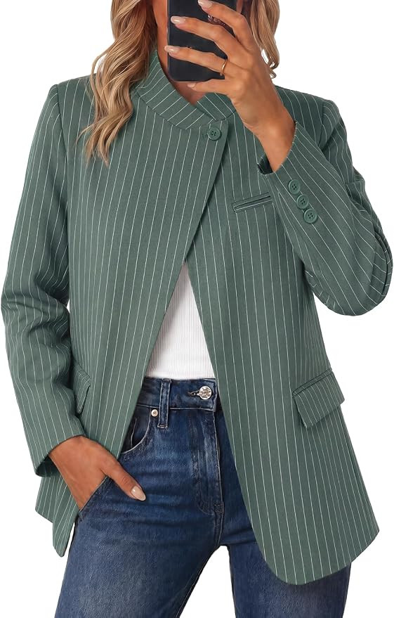Cicy Bell Women Plaid Blazer Business Stand Collar Open Front Suit Jacket | Amazon (US)