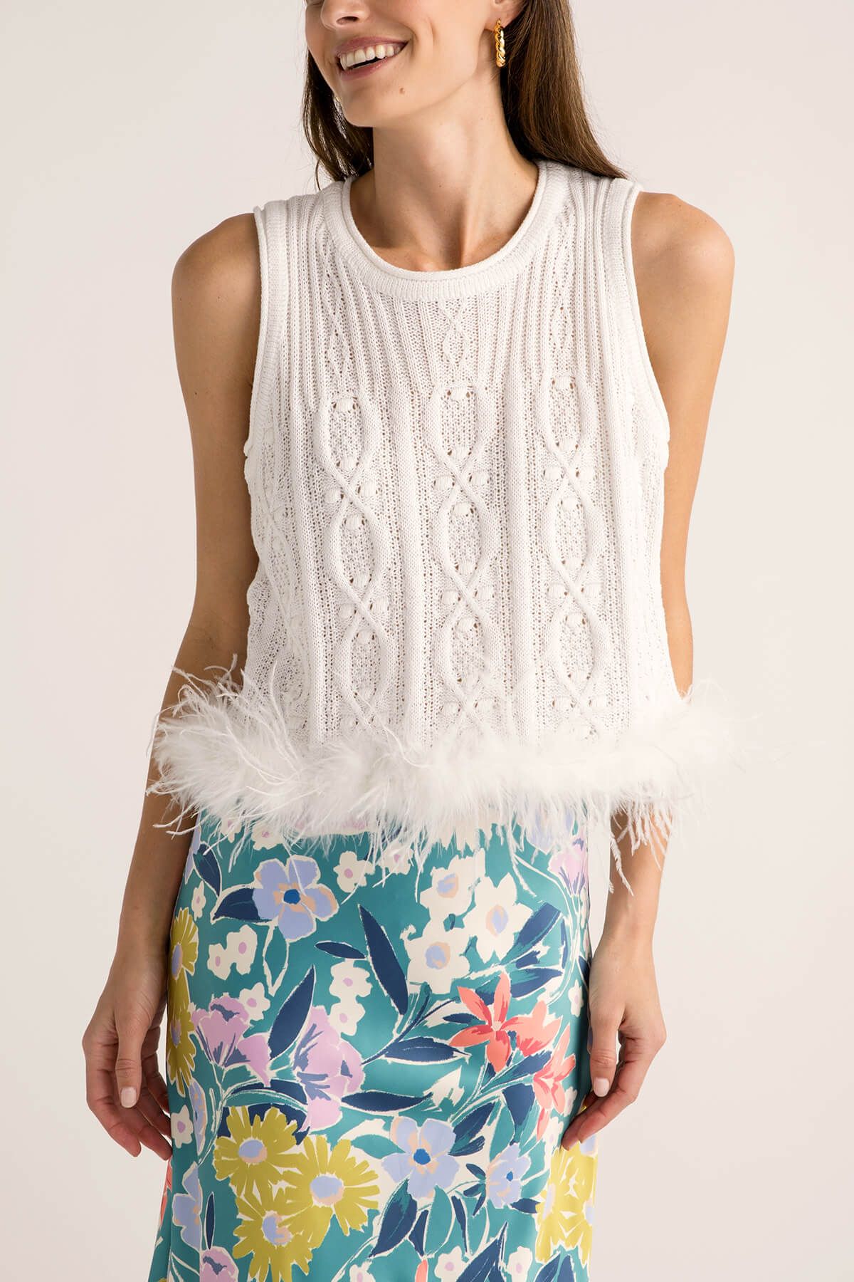 Style U Cable Knit Feather Top | Social Threads