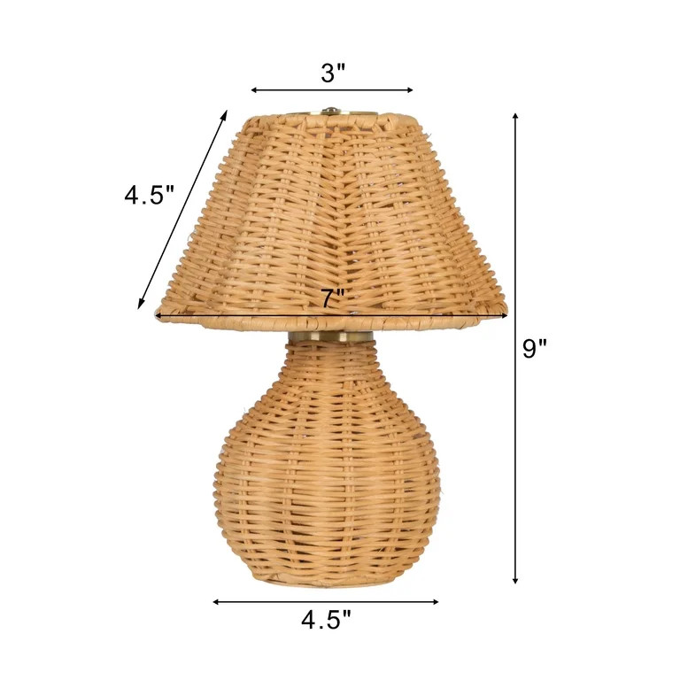 Better Homes & Gardens 9" Rattan Rechargeable Portable Lamp | Walmart (US)