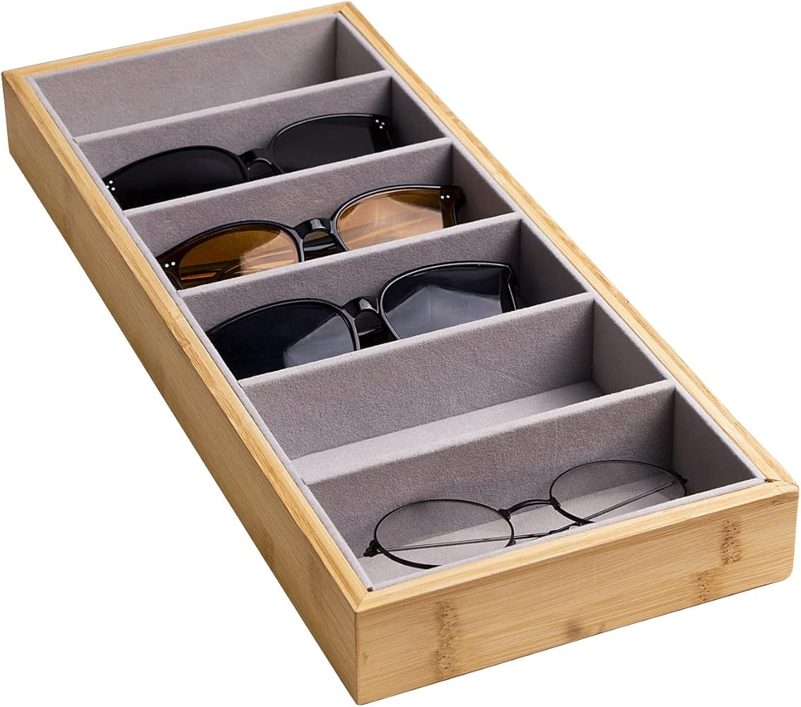 Natural bamboo Glasses Eyeglass Eyewear Sun glasses Sunglasses Box Storage Case Tray Display Show... | Amazon (US)