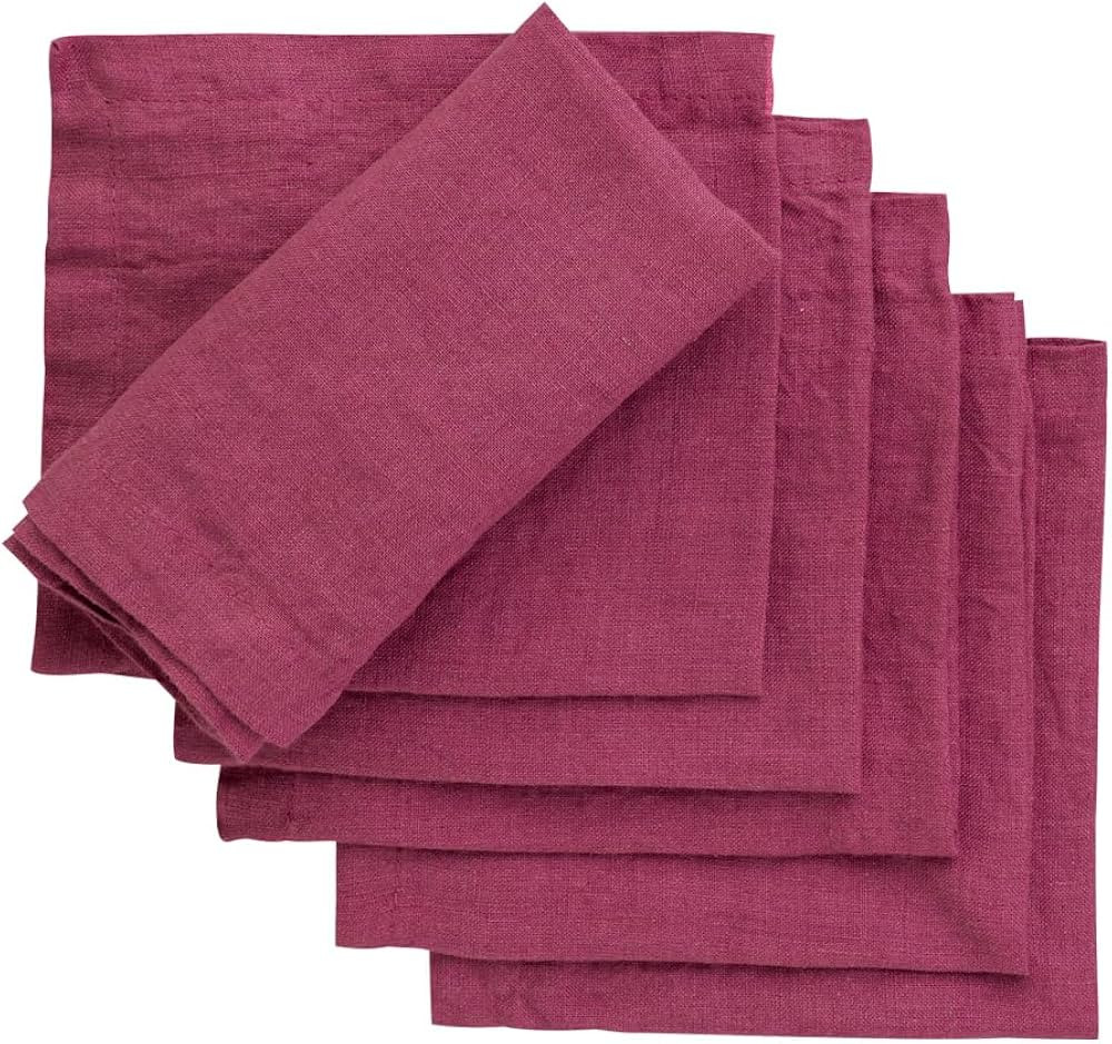 Burgundy Linen Napkins, 100% Pure Linen, Fushia Napkins Cloth, Easter Cloth Napkins, Napkins, Far... | Amazon (US)
