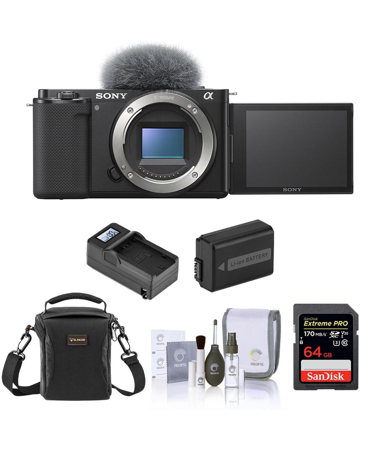 Sony Sony Zv-E10 Aps-c Mirrorless Interchangeable Lens Vlogging Camera, Black - Bundle with 64GB Sd Card, Shoulder Bag, Extra Battery, Charger, Cleani | Macy's