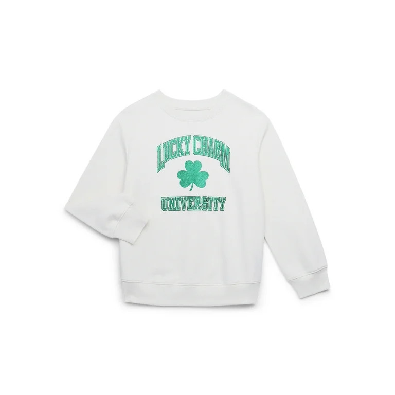 Saint Patrick's Day Girls Graphic Fleece Sweatshirt with Long Sleeves from Way to Celebrate, Size... | Walmart (US)