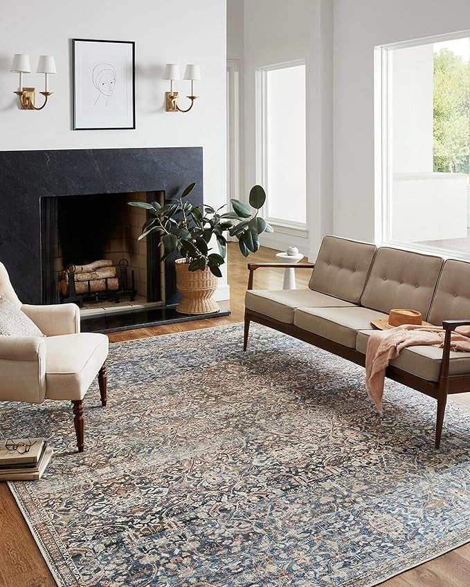 Chris Loves Julia x Loloi Jules JUL-06 Denim / Spice Oriental Area Rug 8'-6" x 11'-6" | Amazon (US)