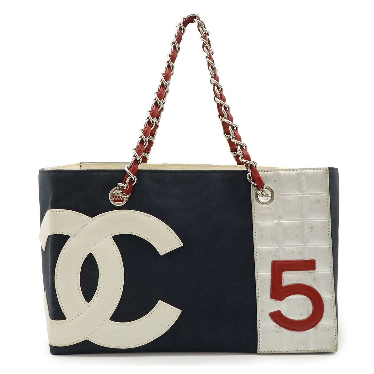 Authenticity GuaranteeCHANEL Coco Mark No.5 Tote Bag Shoulder Bag Chain Shoulder Canvas Leather N... | eBay US
