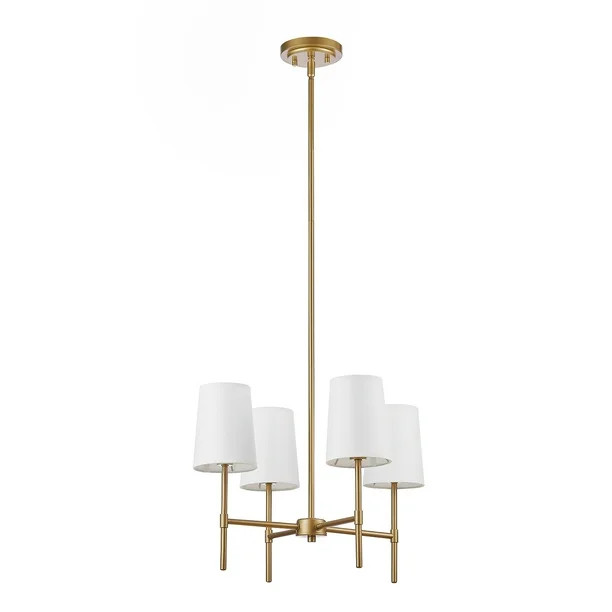 Better Homes & Gardens 4-Light Chandelier Burnished Brass, Fabric Shades with Bulbs | Walmart (US)