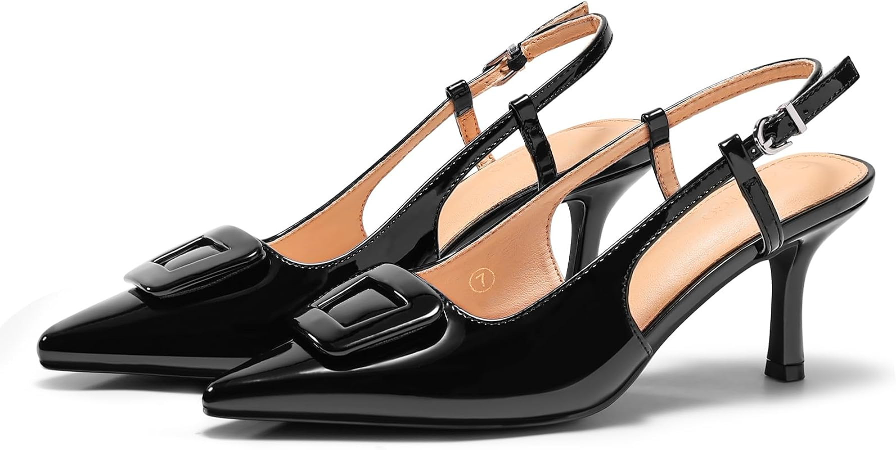 Coutgo Womens Slingback High Heels Closed Pointed Toe Pumps Ankle Strap Work Dress Shoes | Amazon (US)