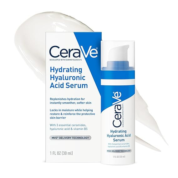 Cerave Hyaluronic Acid Serum for Face with Vitamin B5 and Ceramides, Hydrating Face Serum for Dry... | Amazon (US)