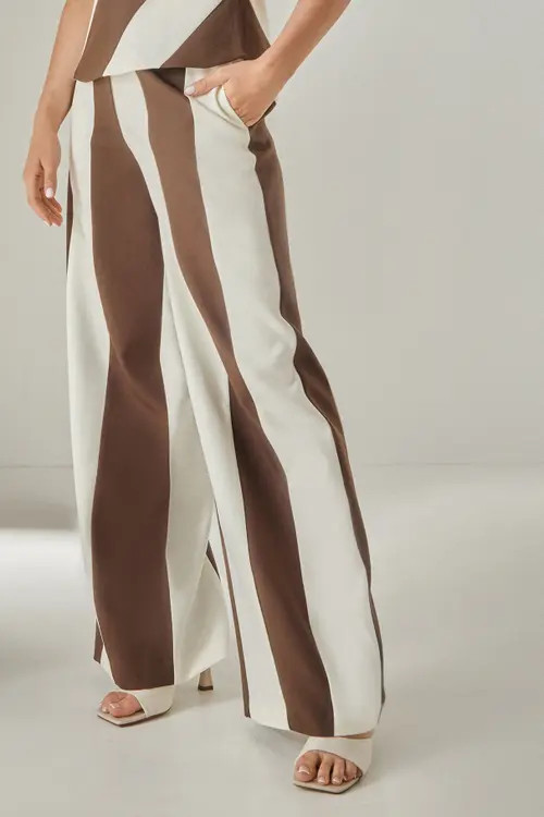 NASTY GAL Stripe Tailored Wide Leg Pants in Chocolate at Nordstrom, Size 2 | Nordstrom