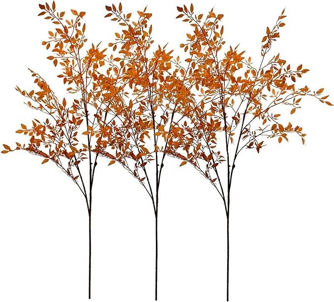 3 PCS Artificial Branches 43.3inches Fall Artificial Bamboo Leaves Fake Faux Plastic Tall Stem Au... | Amazon (US)