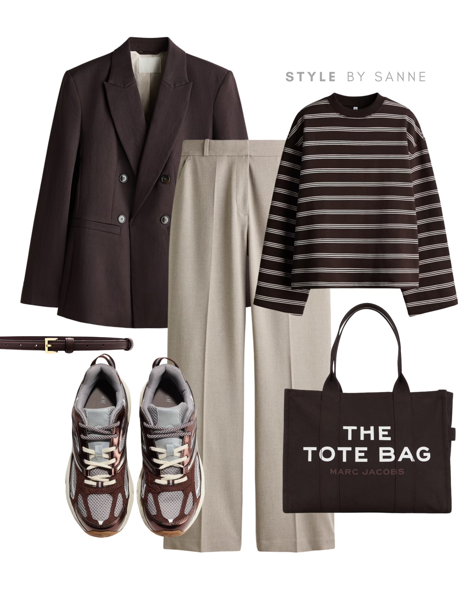Rich brown tones paired with soft beige create a warm, modern contrast that feels effortless yet refined. The oversized blazer and striped top balance perfectly with relaxed tailoring and sporty sneakers for an elevated everyday look.🤎

#LTKFashionMonth #LTKwinter #LTKstyletip