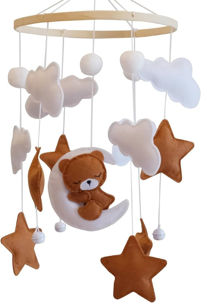 Baby Crib Mobile - Bear Mobile for Crib, Felt Cloud Nursery for Boys and Girls, Baby Bassinet Mob... | Amazon (US)