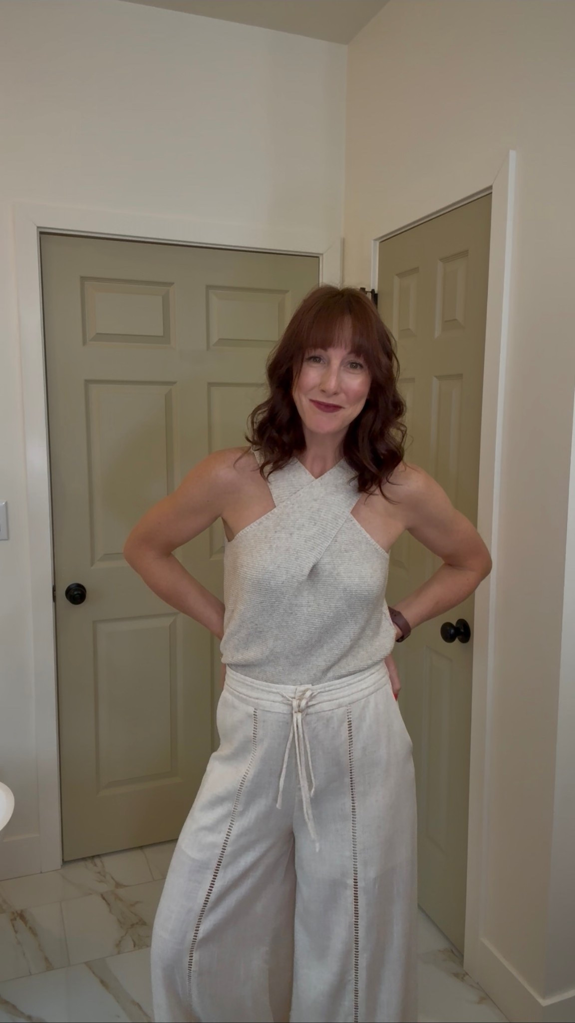 @Chicwish spring attire is perfection! 🤍🌱🛍️ linen high waisted wide leg pants with a cross cross tank! 

#LTKmomlife #LTKSeasonal
