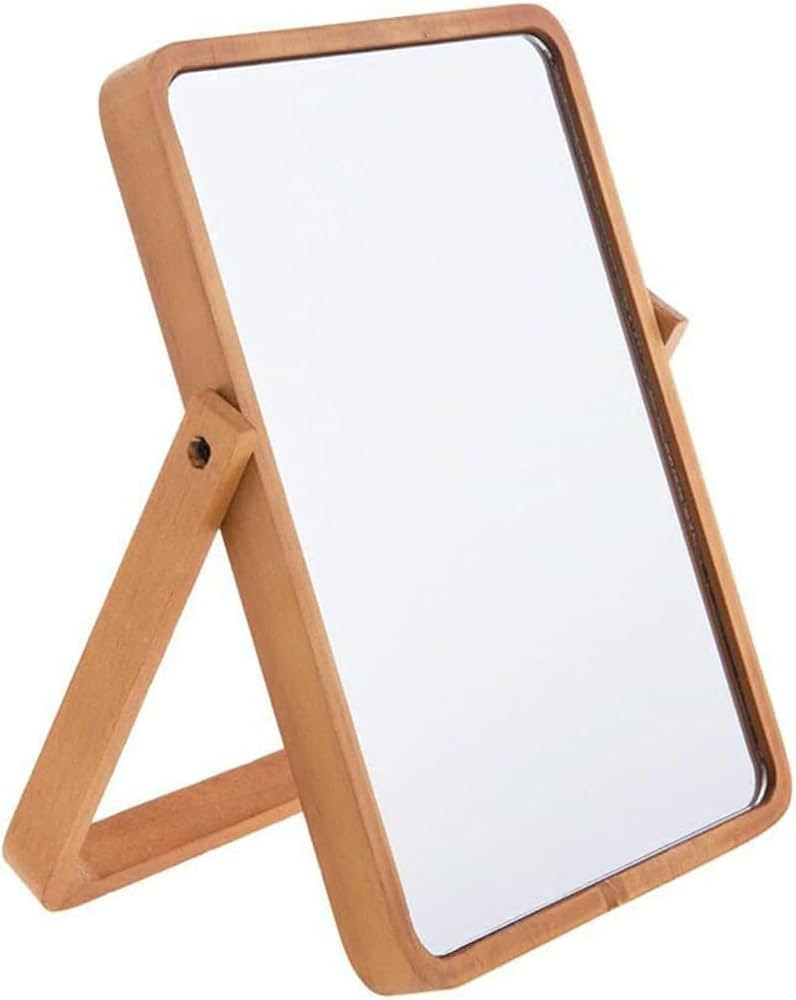 Mokoze Wood Desk Mirror, Adjustable Tabletop Vanity Mirror, 10.55" x 7.87" | Amazon (US)